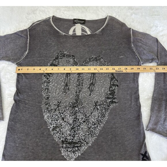 Princess Goes Hollywood Cotton/Cashmere Taupe Sequined Hearts Sweater Sz 8/38 - Picture 8 of 12